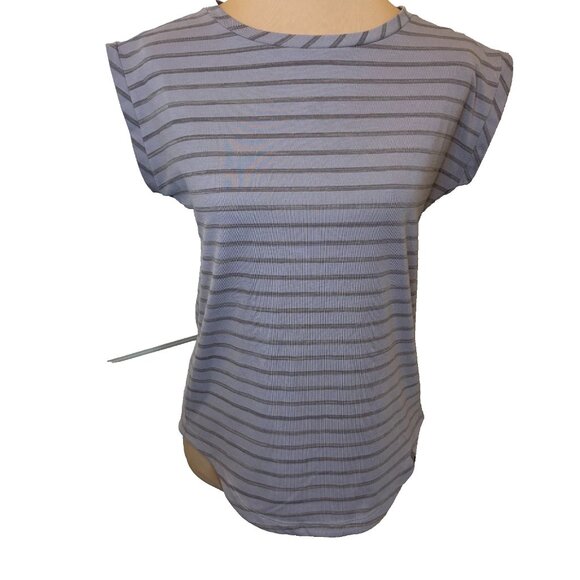 Mountain Hardware Women's Gray Stripe Sleeveless Top Split Back Size XS #177 - Picture 1 of 8